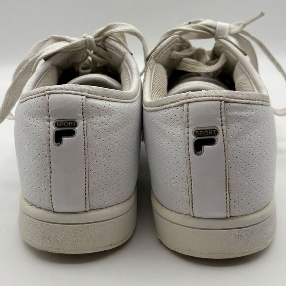 Fila Venerate Men’s White Leather Sneakers Size 8 Black Stripe Classic Shoes - Picture 3 of 13